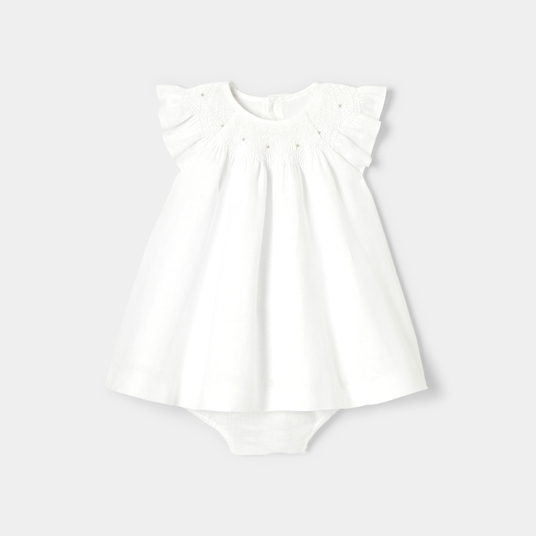 Robe de cérémonie en lin bébé fille